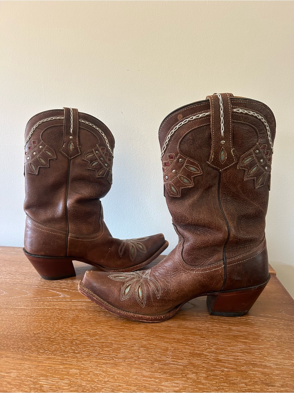 Tony Lama Brown Embroidered Women’s Cowgirl Boots
